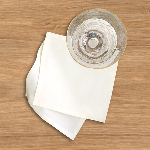 Solino Home Dru Cotton Linen Cocktail Napkins Ivory
