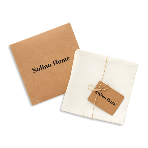 Solino Home Dru Cotton Linen Cocktail Napkins Ivory