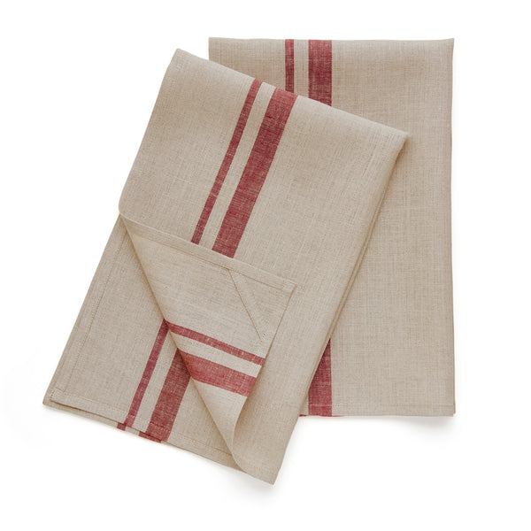 Solino Home French Stripe Kitchen Towels White & Natural