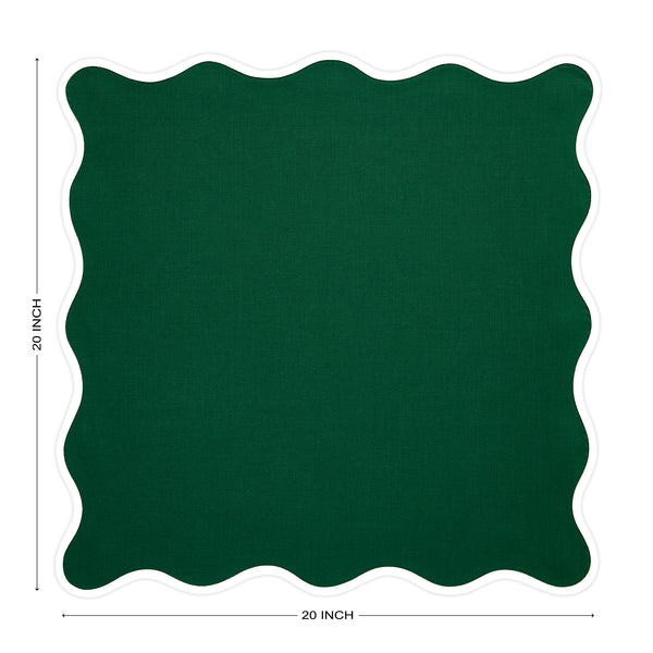 Solino Home Giselle Scallop Edge Napkins White & Christmas Green