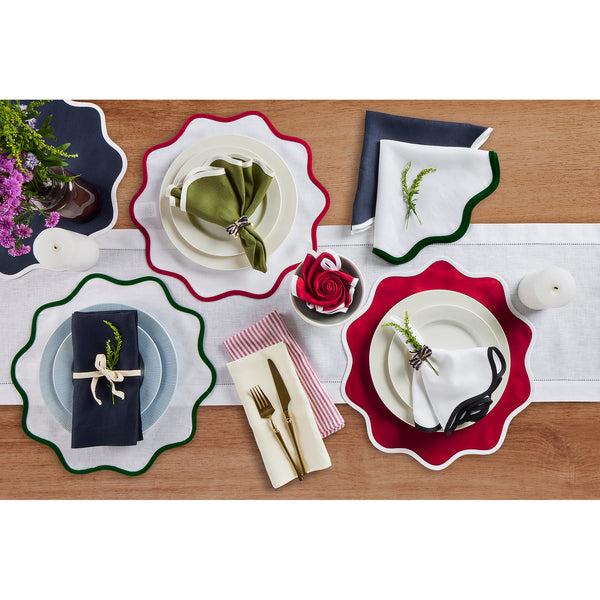 Solino Home Giselle Scallop Edge Placemats White & Red