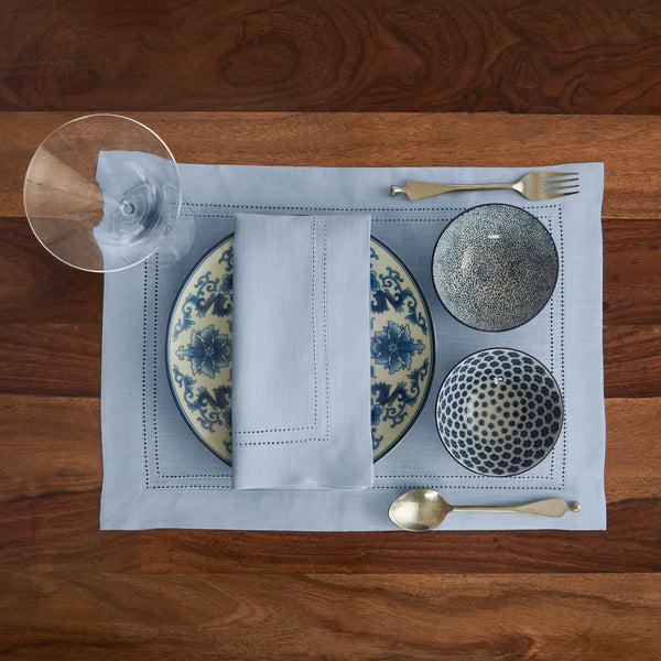 Solino Home Linen Double Hemstitch Placemats Natural