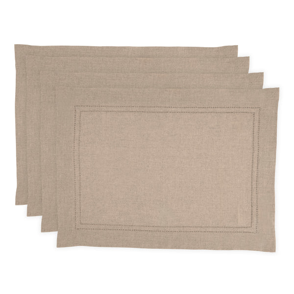 solino home Linen Double Hemstitch Placemats Natural