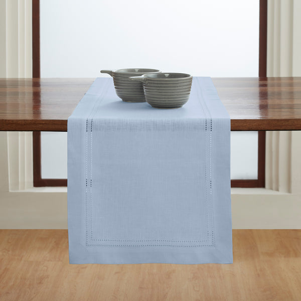 Solino Home Linen Double Hemstitch Table Runner White