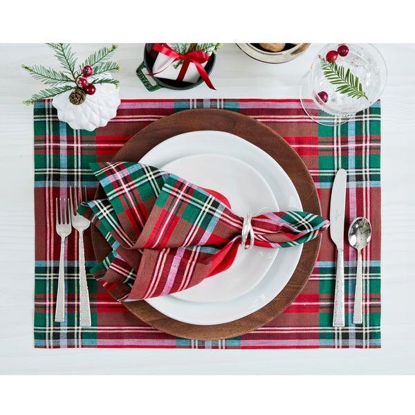 Solino Home Madras Holiday Plaid Napkins Red Madras