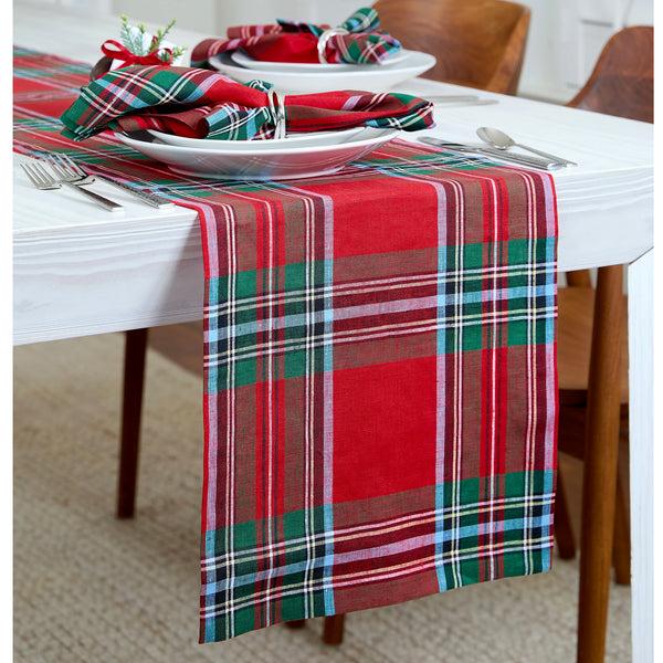Solino Home Madras Holiday Plaid Table Runner Red Madras