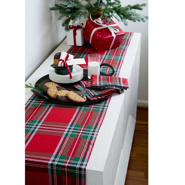 Solino Home Madras Holiday Plaid Table Runner Red Madras