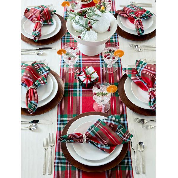 Solino Home Madras Holiday Plaid Table Runner Red Madras