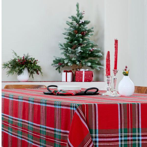 Solino Home Madras Holiday Plaid Table Throw Red Madras