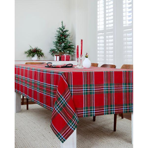 Solino Home Madras Holiday Plaid Tablecloth Red Madras