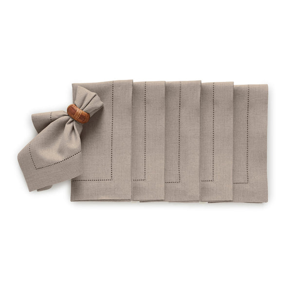 solino home Medium Weight Hemstitch Napkins Natural