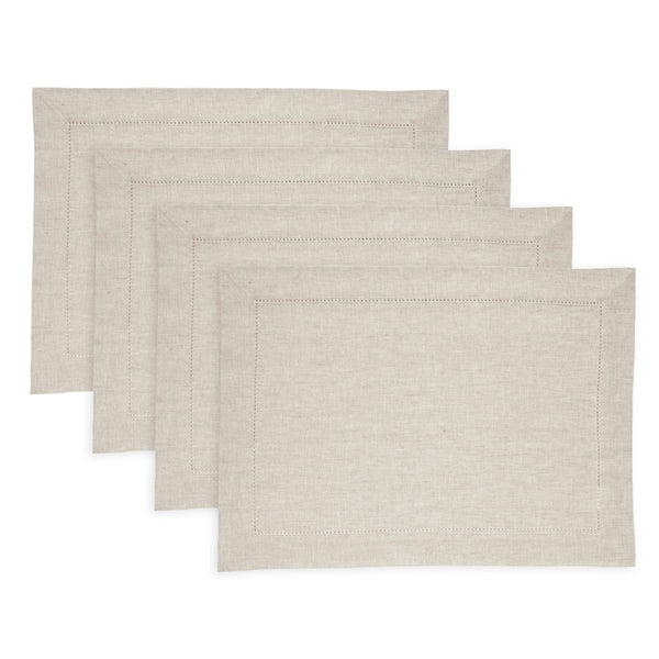 Solino Home Medium Weight Hemstitch Placemats White