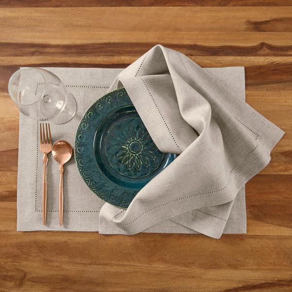 Solino Home Medium Weight Hemstitch Placemats White