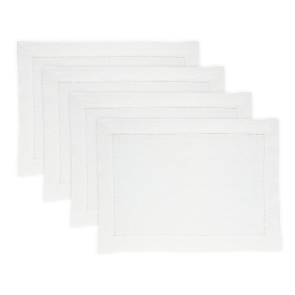 solino home Medium Weight Hemstitch Placemats White