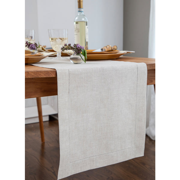 Solino Home Medium Weight Hemstitch Table Runner Camel