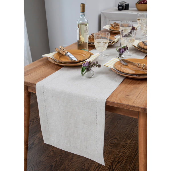Solino Home Medium Weight Hemstitch Table Runner Camel