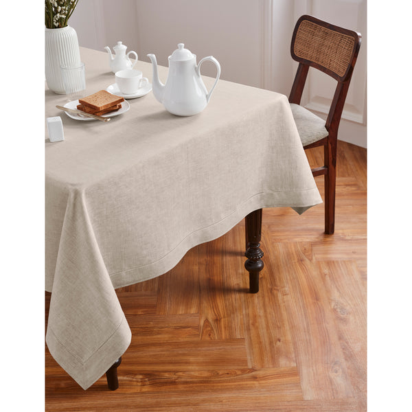 Solino Home Medium Weight Hemstitch Tablecloth Natural