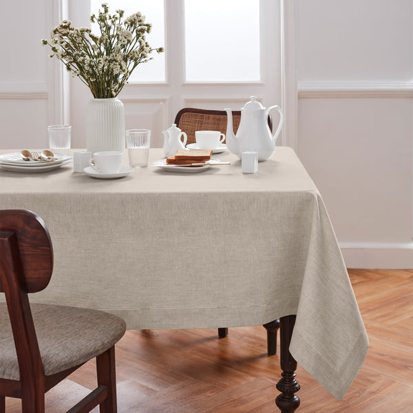 Solino Home Medium Weight Hemstitch Tablecloth Natural