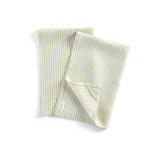 Solino Home Narrow Stripe Kitchen Towels Sage & White