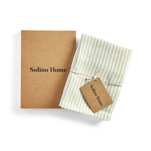 Solino Home Narrow Stripe Kitchen Towels Sage & White