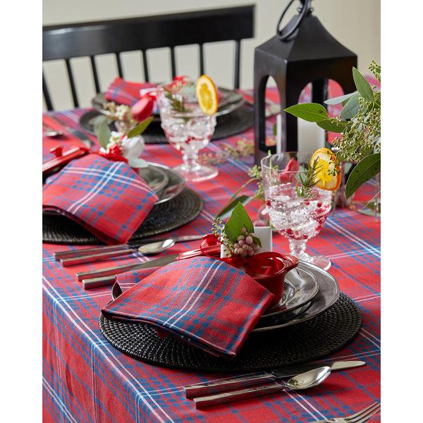 Solino Home Red Tartan Plaid Napkins Red & Navy Tartan