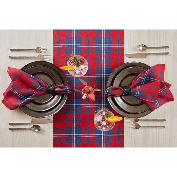 Solino Home Red Tartan Plaid Table Runner Red & Navy Tartan