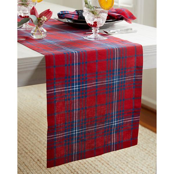 Solino Home Red Tartan Plaid Table Runner Red & Navy Tartan