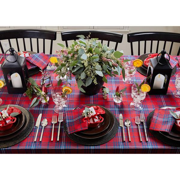 Solino Home Red Tartan Plaid Tablecloth Red & Navy Tartan
