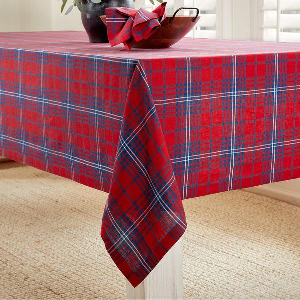 Solino Home Red Tartan Plaid Tablecloth Red & Navy Tartan