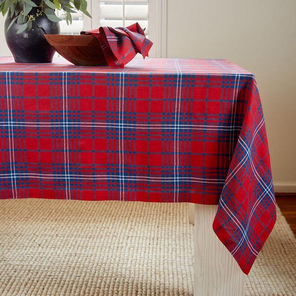 solino home Red Tartan Plaid Tablecloth Red & Navy Tartan