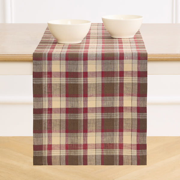 solino home Rustic Plaid Table Runner Rustic Multicolor