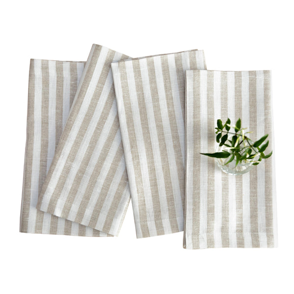 solino home Amalfi Stripe Napkins Natural & White