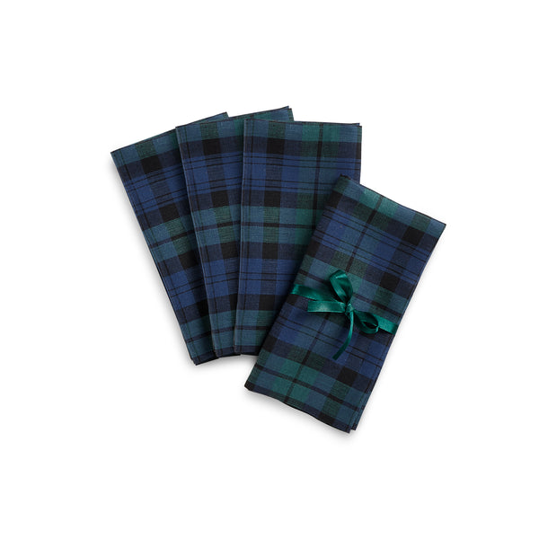 solino home Blackwatch Plaid Napkins Blue & Green