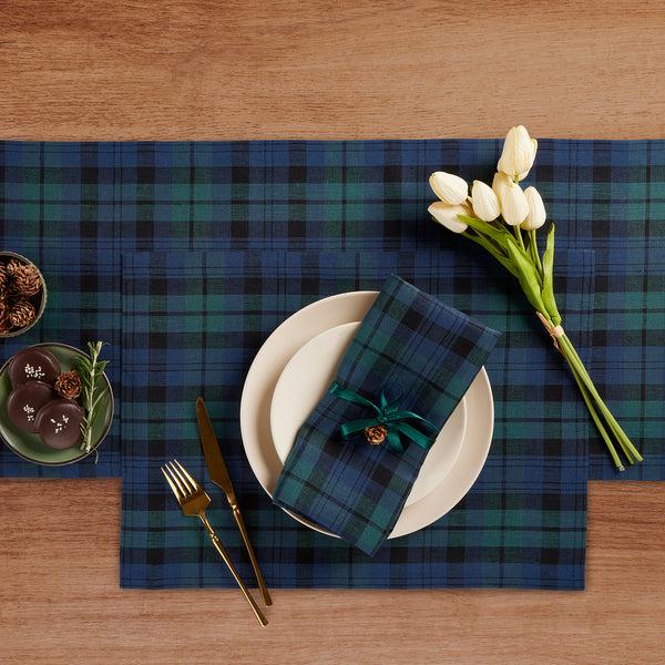 Solino Home Blackwatch Plaid Placemats Blue & Green