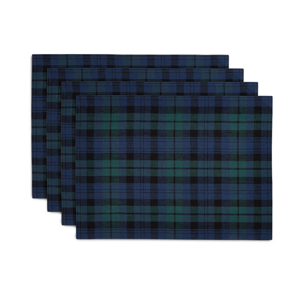 solino home Blackwatch Plaid Placemats Blue & Green