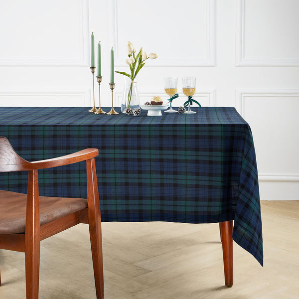 solino home Blackwatch Plaid Tablecloth Blue & Green