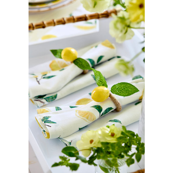 Solino Home Botanical Lemon Napkins Off White