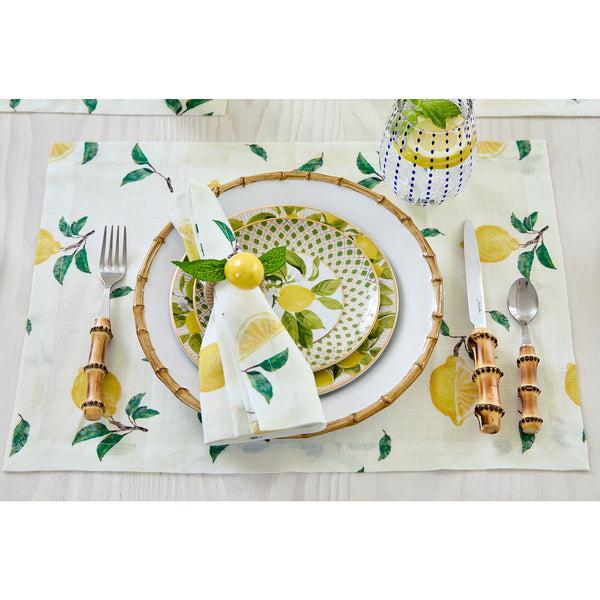 Solino Home Botanical Lemon Placemats Off White