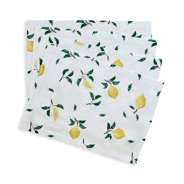solino home Botanical Lemon Placemats Off White