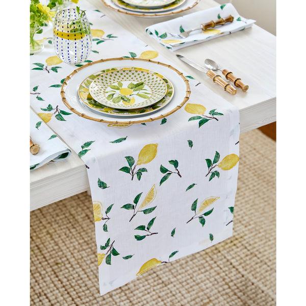 Solino Home Botanical Lemon Table Runner White
