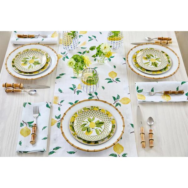 Solino Home Botanical Lemon Table Runner White