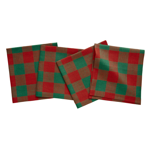 solino home Buffalo Check Napkins Red & Green