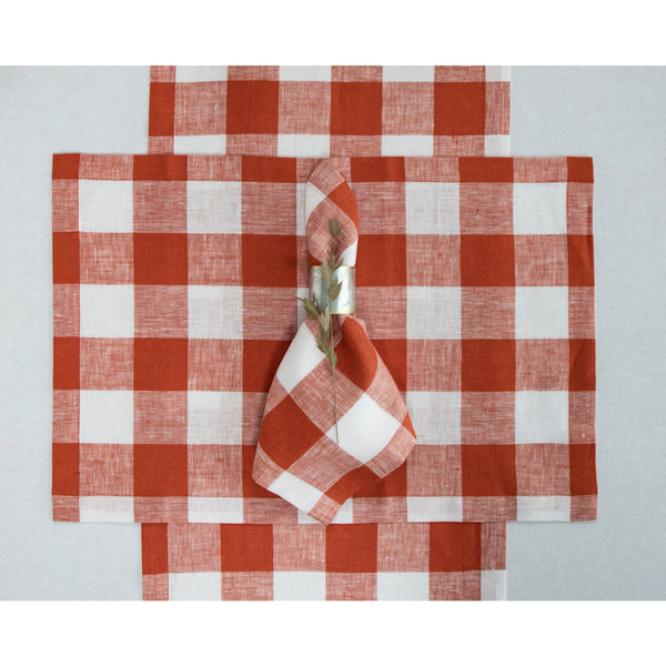 Solino Home Buffalo Check Placemats Cinnamon & White
