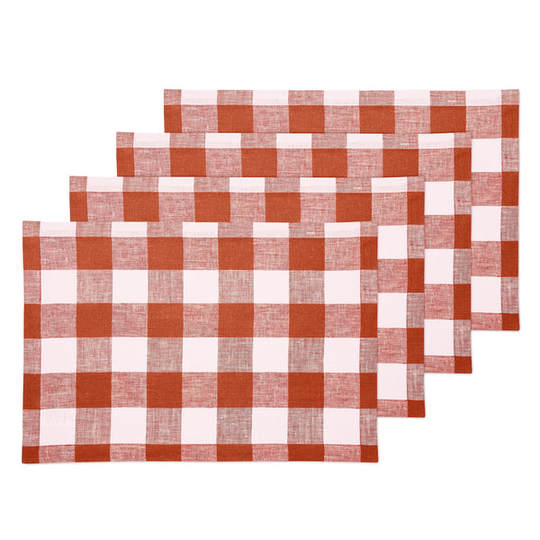 solino home Buffalo Check Placemats Cinnamon & White