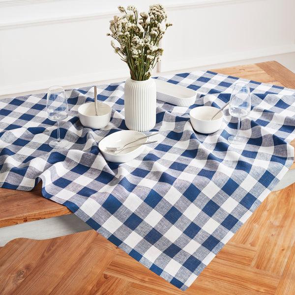 solino home Buffalo Check Table Throw Blue & White