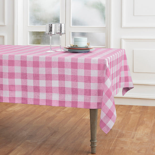 solino home Buffalo Check Tablecloth Pink Begonia
