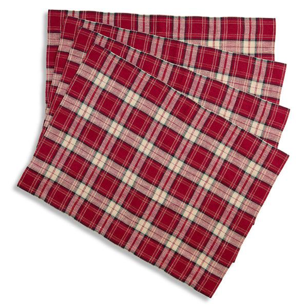 solino home Burgundy Plaid Placemats Burgundy