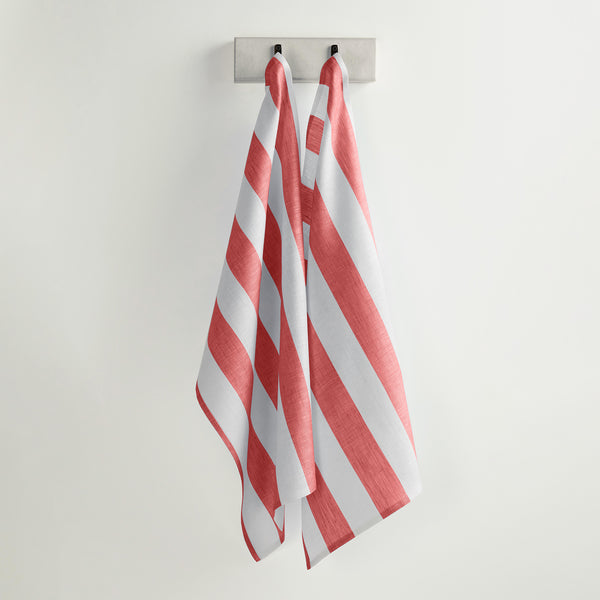 solino home Cabana Stripe Kitchen Towels Red & White