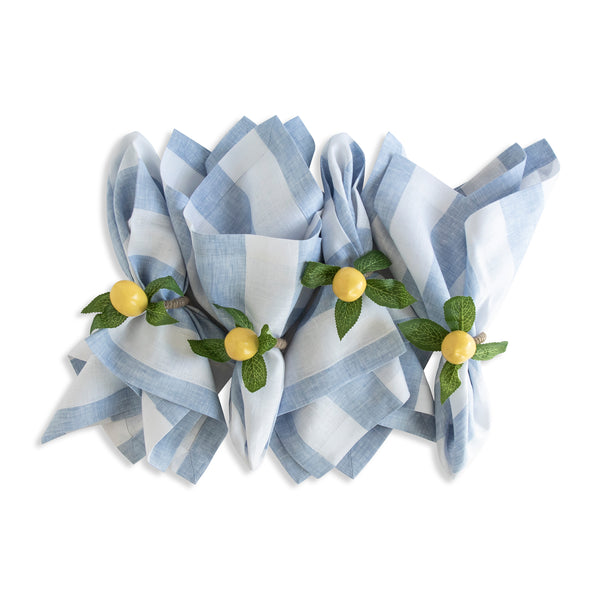 solino home Cabana Stripe Napkins Sky Blue & White