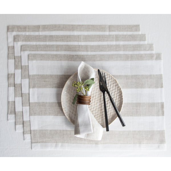 solino home Cabana Stripe Placemats Natural & White